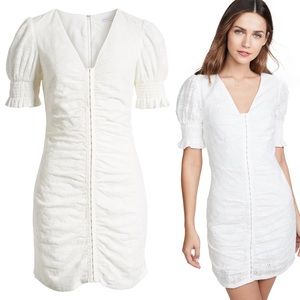 HEART DETAIL EYELET RUCHED BODYCON DRESS